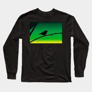 Sparrow Silhouette On Limonene Long Sleeve T-Shirt